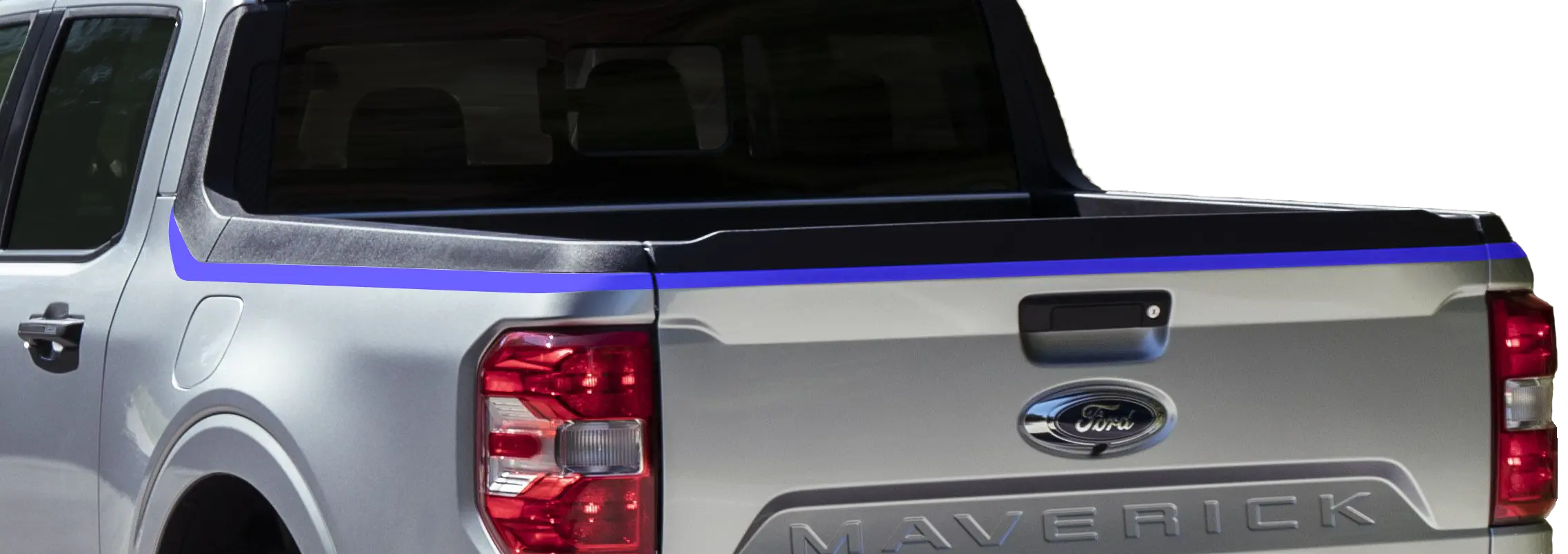 2022 to Present Ford Maverick Upper Bed and Tailgate Accent Graphic Stripe Decals . Installed on Car