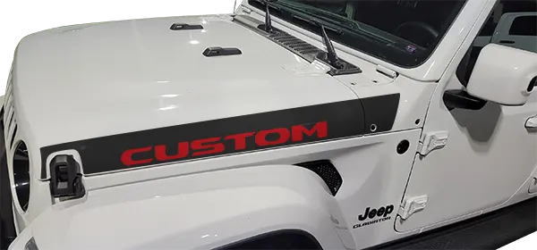 2018 to Present Jeep Wrangler JL JLU / Gladiator JT Hood Side Stripe Graphics . Installed on Car