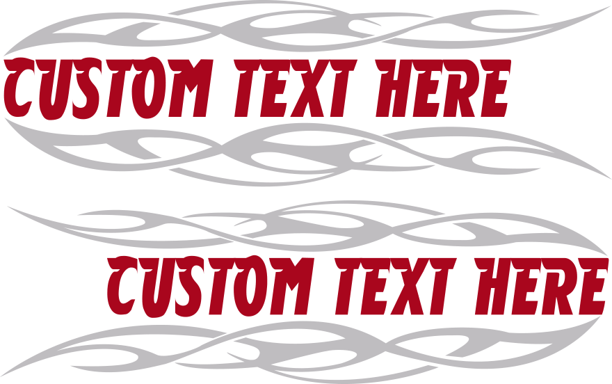 Motorcycle Flaming Block Text Gas Tank Decals Design Image