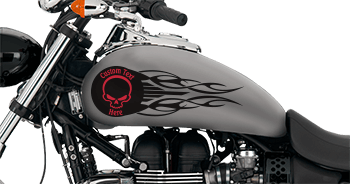 Image of Flaming Skull Badge Gas Tank Decals