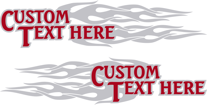 Motorcycle Flaming Text Outline Gas Tank Decals Design Image
