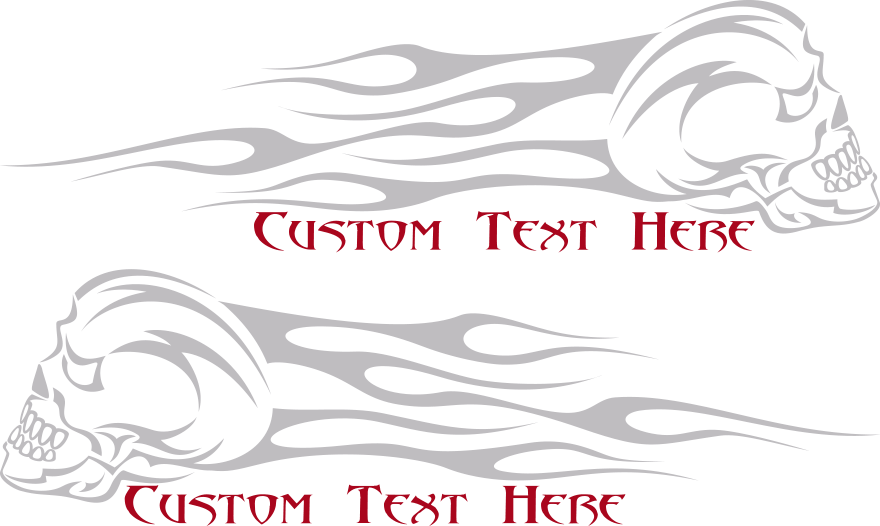 Motorcycle Flaming Skull FS8 Gas Tank Decals Design Image