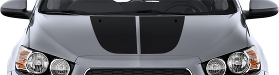 2012-2023 Sonic Hood Main Decals on vehicle image.