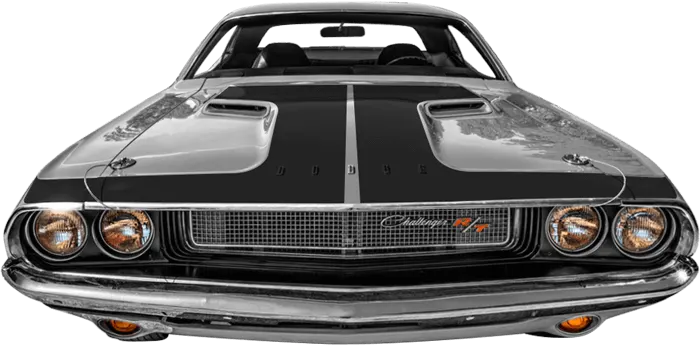 1970-1974 Challenger Hammerhead Hood Blackout on vehicle image.