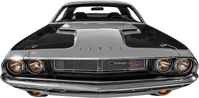 1970-1974 Challenger Hood Side Blackout on vehicle image.