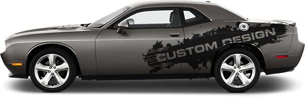 2008-2014 Challenger Drag Pack Splatter Stripes on vehicle image.