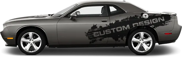 2008-2014 Challenger Drag Pack Splatter Stripes on vehicle image.