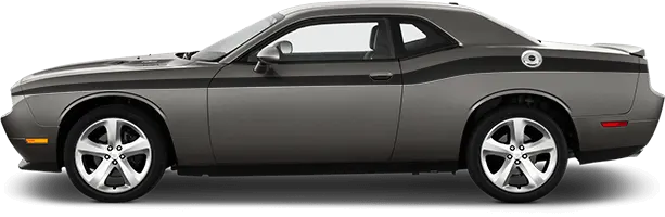 2008-2014 Challenger Full Length Slim Upper Body Stripes on vehicle image.