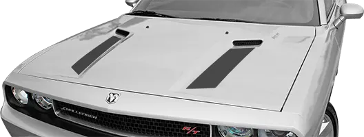 2008-2014 Challenger Hood Intake Accent Stripes on vehicle image.