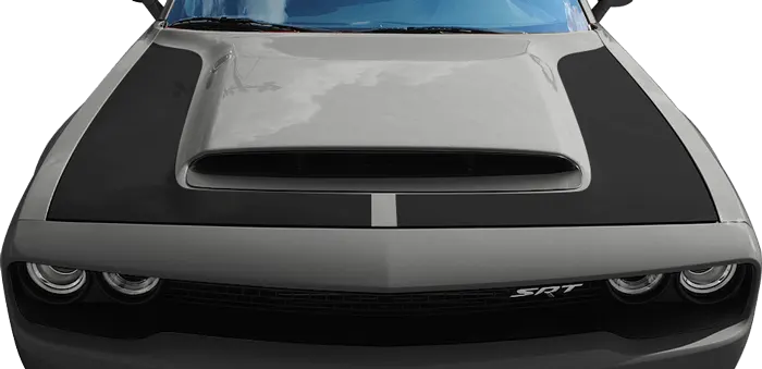2018 Challenger SRT Demon Hood Side Blackout on vehicle image.