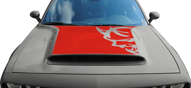 Image of SRT Demon Power Bulge Hood Decal on 2015 Dodge Challenger