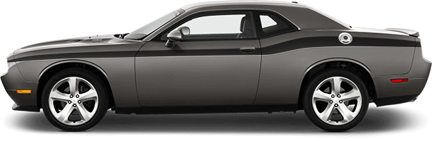 2015-2021 Challenger Full Length Slim Upper Body Stripes on vehicle image.