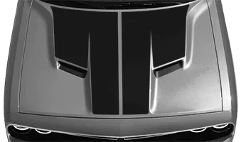 2015-2023 Challenger Main Hood Decal on vehicle image.