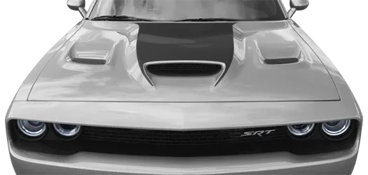 2015-2024 Challenger SRT Hellcat / SRT 392 Power Bulge Hood Decal on vehicle image.