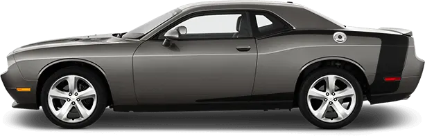 2015-2023 Challenger Reverse C Side Stripes on vehicle image.