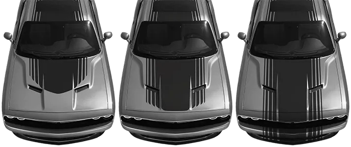 2015-2023 Challenger SXT R/T Shaker Inspiration Rallye Stripes on vehicle image.