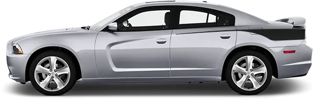 2011-2014 Charger Rear Quarter Straight Edge Razor Stripes on vehicle image.