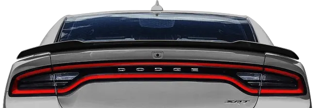 2015-2024 Charger SRT Hellcat / SRT 392 / R/T Scat Pack Rear Spoiler Edge Blackout on vehicle image.