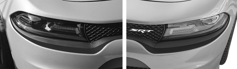 Image of SRT Hellcat / SRT 392 / R/T Scat Pack Headlamp Fascia Blackout Decals on 2015 Dodge Charger