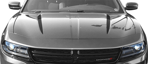 2015-2021 Charger Hood Spears on vehicle image.