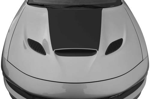 2015-2021 Charger SRT Hellcat / SRT 392 / R/T Scat Pack Power Bulge Hood Decal on vehicle image.