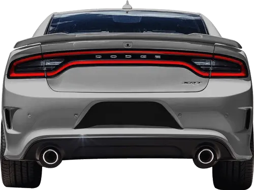 2015-2023 Charger Rear License Plate Blackout Accents on vehicle image.