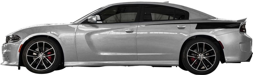Image of Rear Quarter Straight Edge Razor Stripes on 2015 Dodge Charger