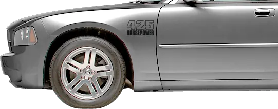 2006-2010 Charger Front Fender Callouts on vehicle image.