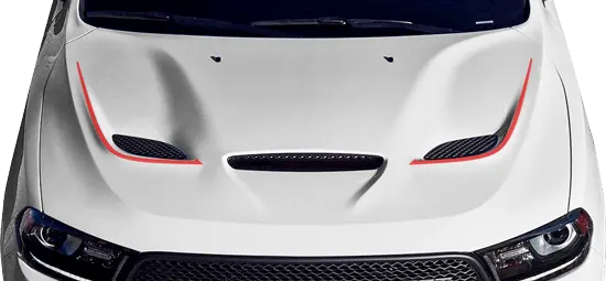 2018-2021 Durango SRT Hood Vent Accent Stripes on vehicle image.