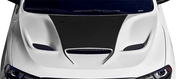 2018-2021 Durango SRT Power Bulge Hood Decal on vehicle image.