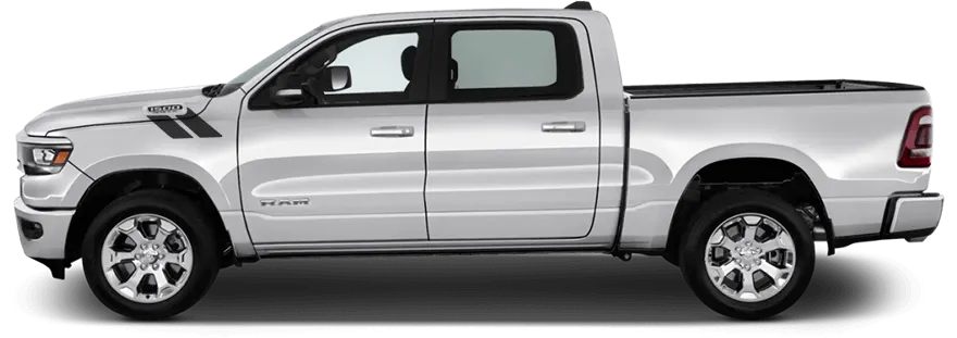2019-2024 RAM 1500 Hood to Fender Hash Stripes on vehicle image.