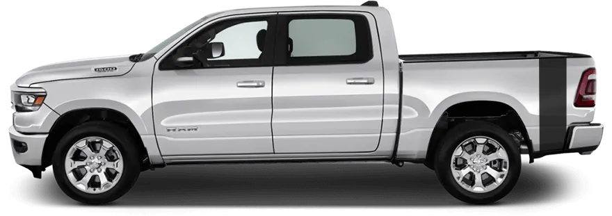 2019-2024 RAM 1500 Rumblebee Bedside Tail Stripes on vehicle image.