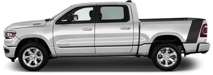 2019 to Present Dodge RAM 1500 Tail Rocker Accent Stripes . Installed on Car