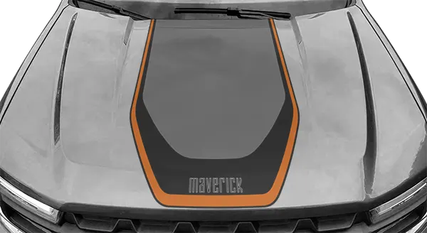 2022-2024 Maverick Mach 1 Esque Hood Decal Graphic  on vehicle image.