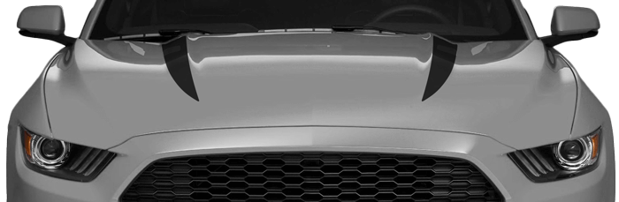 2015-2017 Mustang Hood Spears on vehicle image.