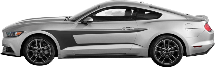 2015-2024 Mustang Side Forked Tongue Stripes on vehicle image.